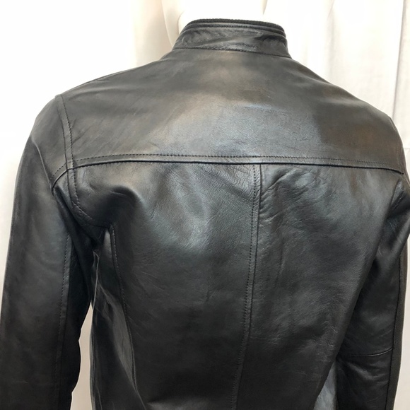 Genuine leather Bomber jacket art#2115 Black - Picture 5 of 5